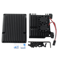 Carcasa de Aleación de Aluminio CNC con Dos Ventiladores, Carcasa Metálica Negra con Dos Ventiladores de Refrigeración y Disipadores de Calor para Raspberry Pi 4 Modelo B RPi 3B