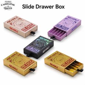 Boîte en carton rigide certifiée anti-enfants, style tiroir, lot de 5, pour emballage de cônes pré-roulés <span class=keywords><strong>à</strong></span> base de plantes, avec insert - Product Image 1