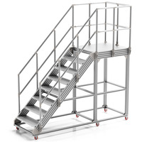 LANGLE Echelle mobile multifonctionnelle à 7 marches avec plate-forme de travail Passerelle industrielle Escalier Echelle en aluminium Accessoires de convoyeur