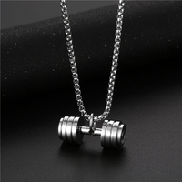 Collier Pendentif Haltère de Musculation en Acier Inoxydable, Cadeau Fan de Sport Homme Femme, Accessoire Breloque Bijoux Hip Hop