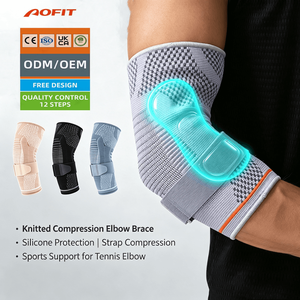 Attelle de compression pour coude de tennis OEM ODM avec coussin en silicone bilatéral et sangle réglable, protège-coude tricoté pour le sport en extérieur et la gym - Product Image 1