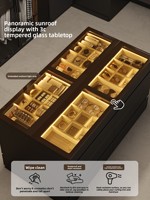 Meuble de rangement moderne pour bijoux avec îlot central et tiroirs double face pour chambre à coucher