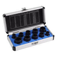 Kit de 10 extracteurs de vis et écrous noirs, outil hexagonal à douille pour écrous cassés, entraînement 3/8 po, jeu d'écrous à filetage métrique