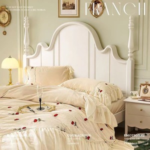 French Style Cream Solid Wood <b>Bed</b> <b>White</b> Anna Master Bedroom <b>Double</b> <b>Bed</b> Modern Minimalist American Retro Princess Wedding <b>Bed</b> - Product Image 1