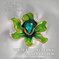 Bros Bunga Peony Enamel Putih Elegan, Pin Peony Warna-warni untuk Wanita, untuk Pesta, Hadiah Pernikahan, Aksesoris Pakaian