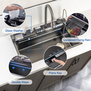 Lavello da Cucina <span class=keywords><strong>di</strong></span> Tendenza per Cucine Moderne con Vasca Singola, Set Completo con Lavello e Tutti gli Accessori - Product Image 3