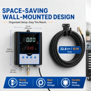 Gonfleur de pneus numérique automatique mural 5~100 PSI, machine de test de pneus métallique pour garage automobile, gonfleur de pneus mural - Product Image 5
