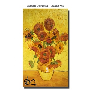 Peinture à l'huile de tournesol, pour salon, dessin peint à la main, décoration murale de la maison, m - Product Image 1