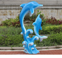 Sculpture de dauphin en fibre de verre faite à la main pour l'extérieur, ornement animal marin pour aménagement paysager de jardin, zone scénique, fontaine et piscine