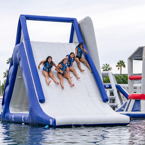 Toboggan aquatique gonflable triangulaire en PVC pour extérieur avec entrée d'escalade pour piscine, lac, trampoline aquatique flottant - Product Image 5