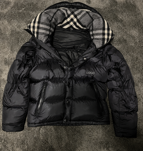 Giacca Puffer con Cappuccio da Uomo, Personalizzabile OEM, Foderata a Quadri, Invernale, Casual, per Esterni, Trendy, Vestibilità Ampia, Vendita all'Ingrosso - Product Image 1