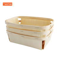 Houten ecologische, voedselveilige cake- en brooddoos, houten fruitmand