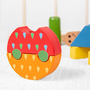 Giorno notte blocchi di impilamento creativo in legno Puzzle giocattolo per bambini apprendimento precoce edificio educativo Set con colonna giocattolo disegni - Product Image 4