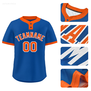 Maillots de baseball personnalisés de haute qualité à col en cœur de poulet, respirants et imprimés, grandes tailles - Product Image 2