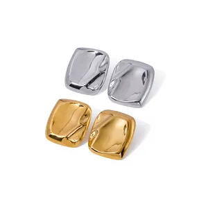 Fashion 18k Gold Plated Stainless Steel Geometric Block Earrings