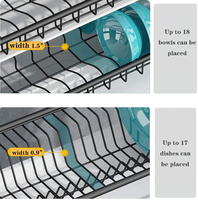 Égouttoir à vaisselle en acier inoxydable, 2 niveaux, avec porte-ustensiles, support de planche à découper et égouttoir à vaisselle, pour comptoir de cuisine