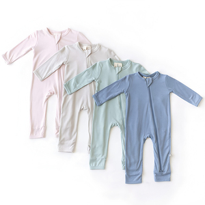Mameluco de Bambú Spandex para Bebé al por Mayor con Cremallera, Ropa de Dormir para Bebé Neutral, Traje de Manga Larga para Niño en Colores Sólidos para Recién Nacido - Product Image 1