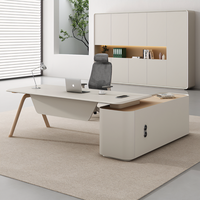 Scrivania da Ufficio Ergonomica Moderna Convertibile ed Estensibile, Arredamento per Manager Esecutivo, Pannello in Legno con Struttura in Acciaio Inossidabile per Uso Ufficio