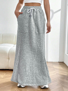 Jupe mi-longue de style décontracté simple pour femme, jupe trapèze polyvalente pour le printemps et l'été - Product Image 5