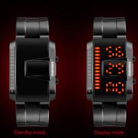SKMEI 1179 jam tangan merek persegi panjang bentuk keren pria warna Digital berubah tampilan Led jam tangan olahraga tahan air jam Alarm