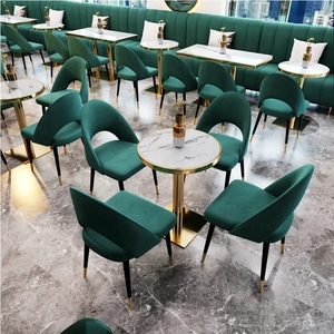 Juego de Muebles Modernos y Ecológicos para Restaurante o Bar, Asientos de Cuero Verde y Terciopelo, Mesa de Café, Uso Comercial en Centros Comerciales - Product Image 6
