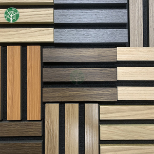 Panneaux muraux 3D en <span class=keywords><strong>bois</strong></span> d'intérieur HAORAN, panneaux acoustiques en <span class=keywords><strong>bois</strong></span> massif cannelés, panneaux acoustiques en MDF polyester à lattes larges - Product Image 5