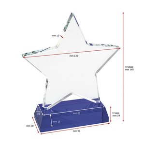 Trofeo Estrella de 120 mm con Base Azul, Premio de Cristal para Reconocimiento - Product Image 2