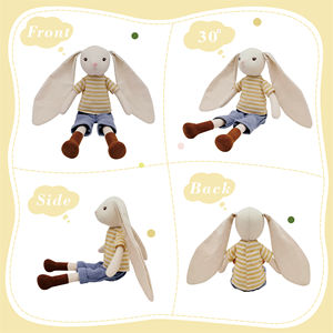 Chất lượng cao siêu mềm nhồi bông sang trọng gấu Bunny cậu bé mặc sọc T-Shirt quà tặng cho em bé và trẻ em trên phục sinh vui vẻ Túi phụ kiện - Product Image 4