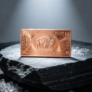 Barre de cuivre d'art de 10 onces, 99,9 % de pureté, lingot de cuivre rectangulaire avec motif bison en relief - Product Image 3