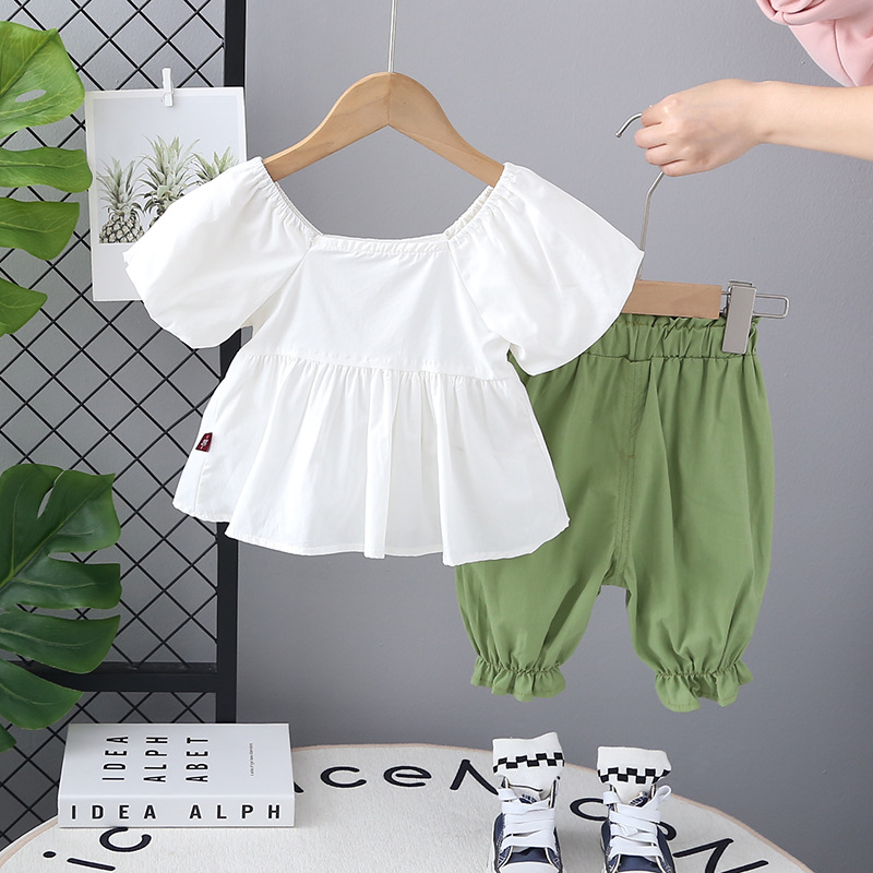 kids summer clothing 2pcs outfit basic cotton sets