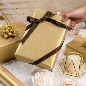 Shimmer Gold Wrapping Paper Jumbo Roll 82.6 Sq Ft Solid Color Metallized Gift <b>Wrap</b> for Multiple Occasions - Product Image 4