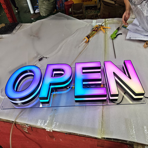ป้ายไฟ LED 3 มิติ RGB สำหรับโฆษณา ปรับเปลี่ยนสีได้ตามต้องการ ป้ายอะคริลิคนีออนเรืองแสง ป้ายไฟ RGB สำหรับธุรกิจ โลโก้ร้านค้า - Product Image 1