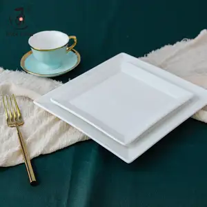 DianTong 10/12 Inch Hotel Custom logo Restaurant Catering Flat Porcelain White Ceramic <strong>square</strong> Dessert Appetizer Dinner <strong>Plate</strong> <strong>Set</strong> - Product Image 3