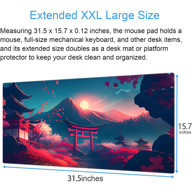 Extra Large XXL Full Desk Mat New Arrival Japanese Custom Logo Printed Waterproof Rubber Keyboard Mouse Pad White Fabric Custom