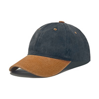Casquette de baseball à six panneaux en tissu doux, lavée, à blocs de couleur, avec logo personnalisé, style bec de canard