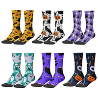 Chaussettes d'été pour hommes avec logo personnalisé, dessin animé, crâne amusant, imprimé numérique 3D, pour Halloween
