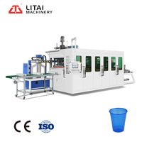 Machine de fabrication de tasses à dessert jetables en plastique PP à entraînement hydraulique entièrement automatique pour moteur PET PS PVC HIPS