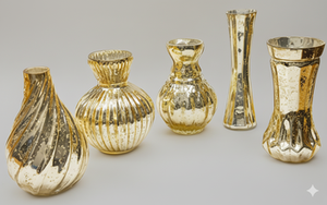 Moderna y Lujosa Florera Decorativa de Vidrio Dorado Vintage, Centro de Mesa Floral Antiguo para el Hogar, Bodas y Fiestas - Product Image 4