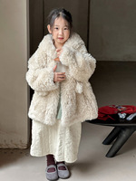 Manteau d'hiver en fausse fourrure de mouton pour filles, à capuche, épais et moelleux, à bouton unique, couleur unie, vêtements d'extérieur décontractés, 130-160cm