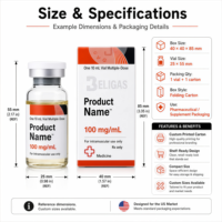 Maßgefertigte Verpackungsbox für Medizinfläschchen aus Recyclingmaterialien 10ml Pharmazeutische Injektionsflasche Bedruckte Faltschachtel