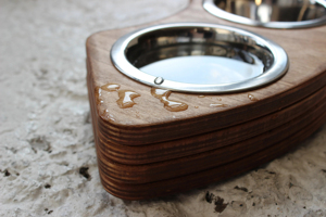 Grosir dudukan mangkuk anjing pengumpan kayu dengan piring baja tahan karat dudukan tempat makan hewan peliharaan dalam ruangan - Product Image 3