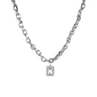 Colliers tendance en acier inoxydable avec chaîne à maillons pour hommes et femmes, pendentif en zircon, bijoux
