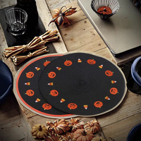 Sets de table écologiques ronds de style zen asiatique, en tissu PP tissé, motif dessin animé de Pâques, épaisseur 1 mm, diamètre 380 mm, marque Yichuan