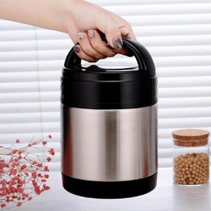 Stainless Steel Insulated Lunch Box 1.2L 1.6L 2.0L Portable Cylinder <b>Clip</b> On Lid For Travel Home Office Use - Product Image 1