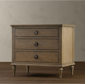 French-style Three-drawer Nightstand Country Vintage Oak High Quality Solid Wood for <b>Small</b> Apartments Modern Bedroom Furniture - Product Image 1