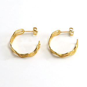 Hoop Earrings Gold C Shaped Stainless Steel Studs For Women Fashion Jewelry Geometric Design - Product Image 5