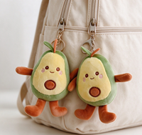 Porte-clés en peluche avocat mignon de dessin animé, poupée fruit en peluche Kawaii, porte-clés doux en forme 3D, breloque de sac en peluche pour cadeau d'anniversaire