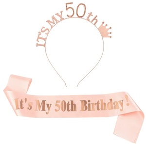 Nuovo arrivo rosa oro glitterato compleanno fascia di compleanno diara Kit decorazioni per feste e bomboniere per le feste di compleanno - Product Image 5