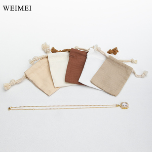 Pochette en coton et lin avec logo personnalisé WEIMEI, sac à cordon écologique pour bougies et savons, cadeau - Product Image 5