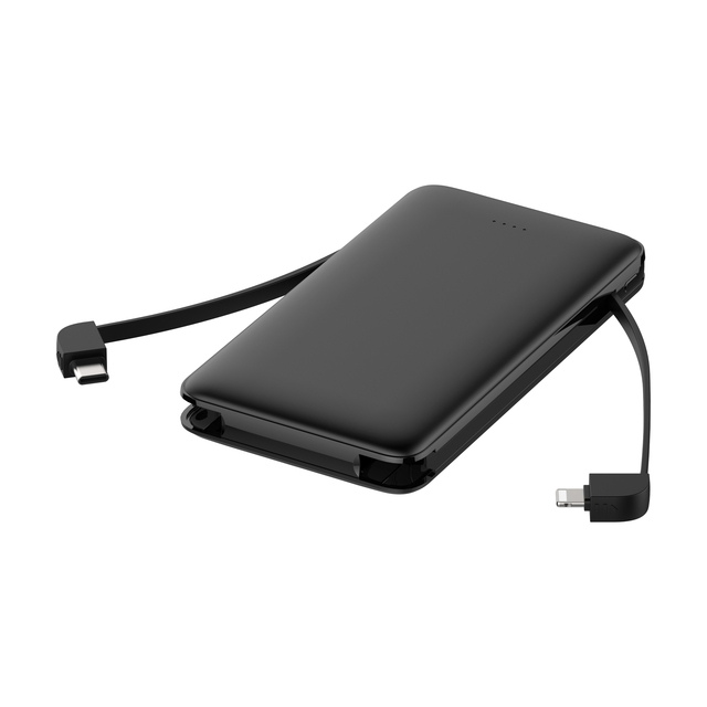 C1019 2026 New Dual Build-in Cables 10000mAh Full Capacity Slim Power Bank Wholesale Cheap Price Portable Battery Pack
